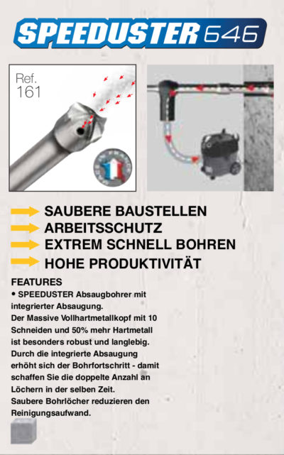 Betonbohrer Diager SDS-Plus oder SDS-Max Speedduster von LUMA Handels KG mit integrierter Staubabsaugung!