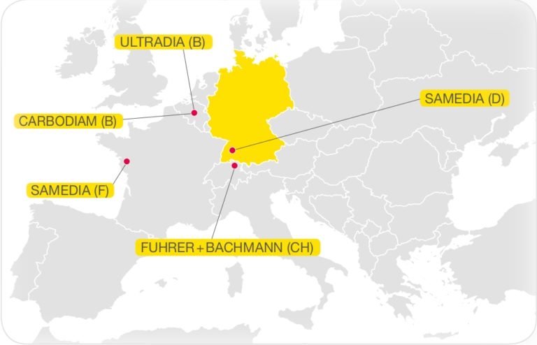 Samedia produziert an 5 Standorten in Europa - Werkzeuge, Maschinen und Segmente.
