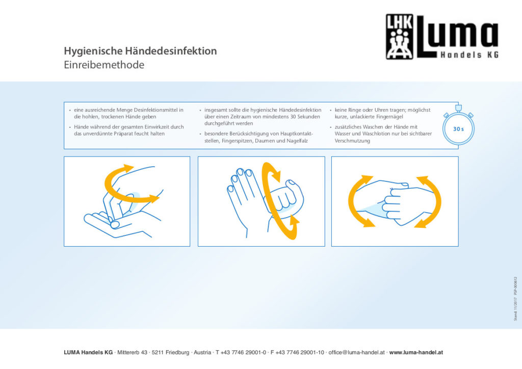 Der Einsatz von Hände Desinfektionsmittel ist eine schnelle und sichere Hygienemaßnahme zum Schutz - achten Sie auf sorgsamen Umgang. LUMA Hygienekonzept - Ratschläge für eine bessere Gesundheit!